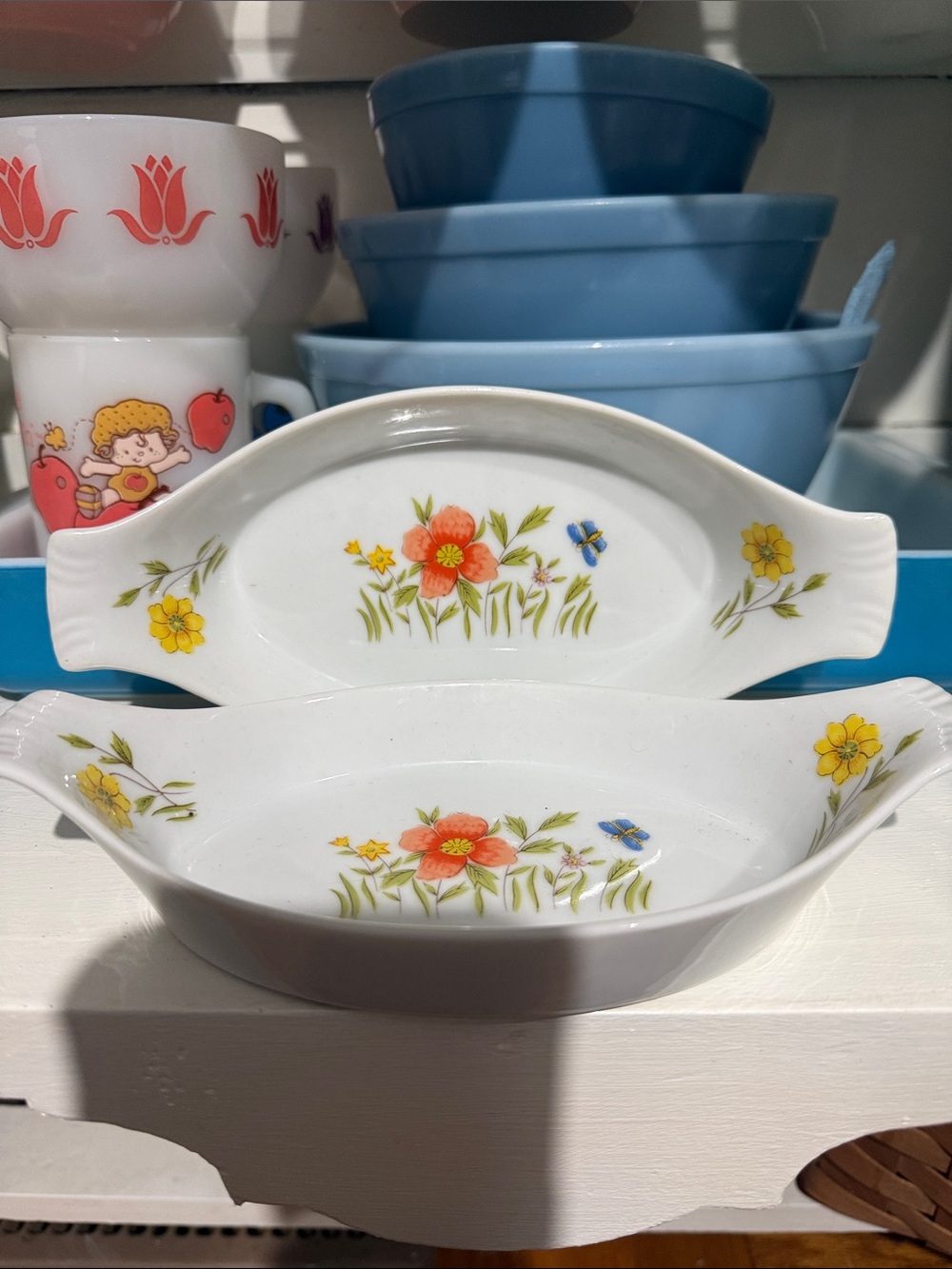 vintage Andrea by Sadek Country Flowers porcelain au gratin baking dish